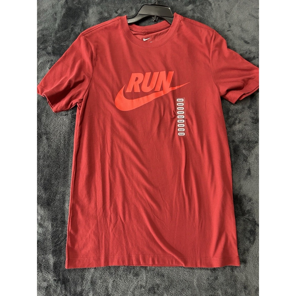 The Nike Tee IH4238-613 Men's Small Cotton Blend Dri Fit Red Run T-Shirt (A2)